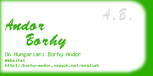 andor borhy business card